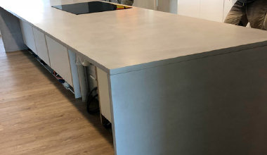 Installation of a concrete bench top with a cook top in Perth WA